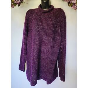 L FORENZA PURPLE MULTI-SPECKLED KNIT SWEATER VINTAGE ATHENTIC 80S OVERSIZED TOP